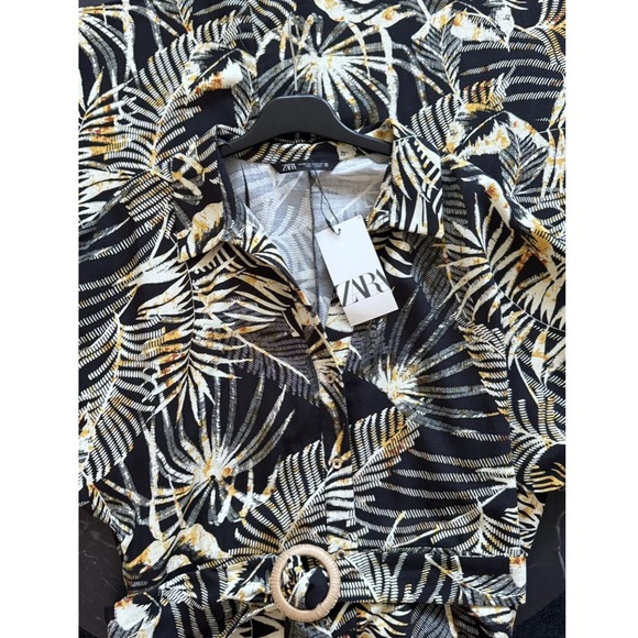 Size Medium | Zara | 100% Cotton Belted Shirt Dress - Picture 5 of 10